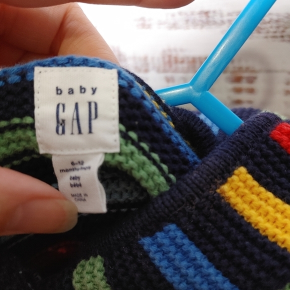 BABY Gap striped knit hooded cardigan size 6-12M - Picture 5 of 6